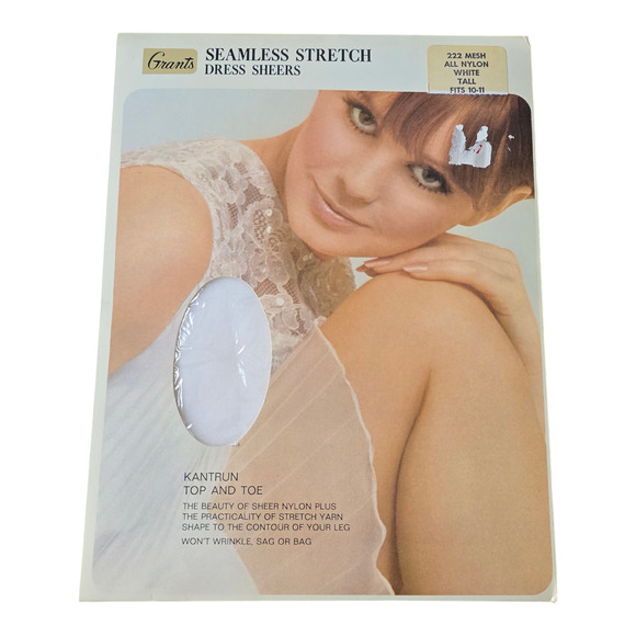 Grants Vintage Dress Sheers Seamless Stretch 222 Mesh White Tall Fits 10-11 - Picture 1 of 2